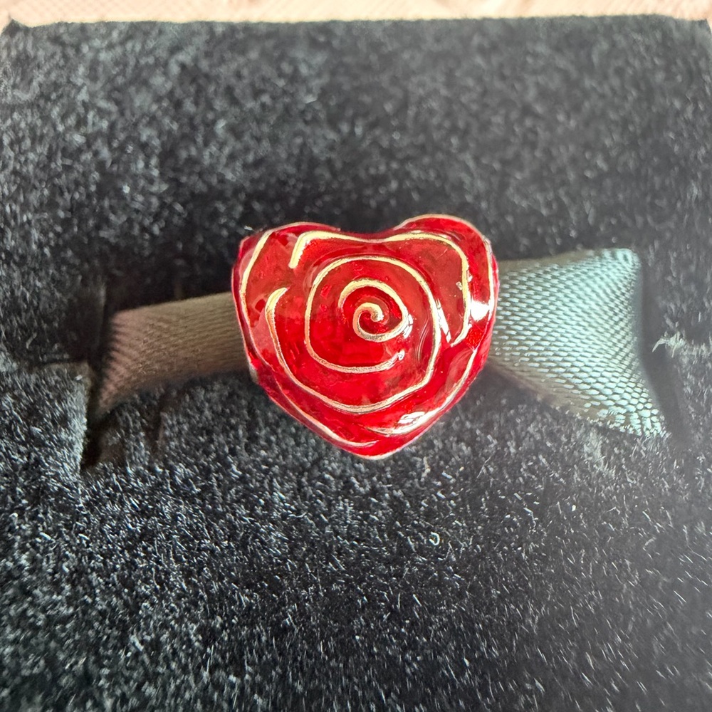 Pandora Red Heart Rose Charm